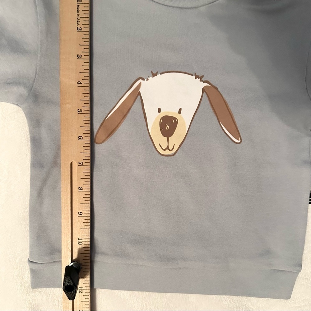 Deux par Deux Baby Boys Blue Organic Cotton Dog Sweatshirt Pullover Top 12M NWT - Picture 5 of 8
